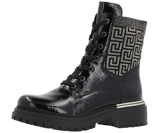 RIEKER STIEFELETTE SCHWARZ LACK