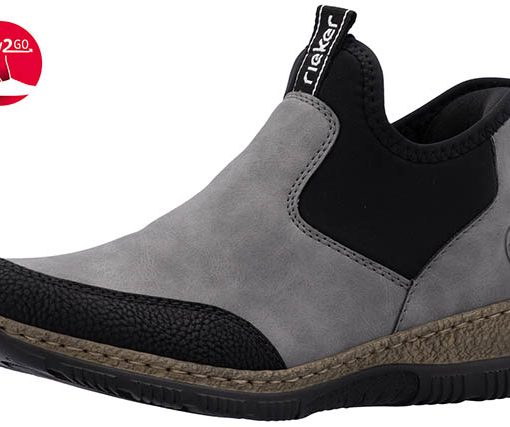 RIEKER SLIPPER GRAU SCHWARZ