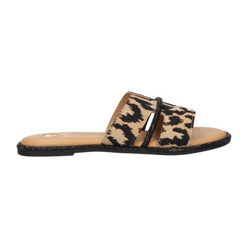 LA STRADA SOMMERPANTOFFEL BEIGE LEOPARD